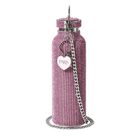 Paris Hilton Rhinestone Stainless Steel Water Bottle With Carry Strap