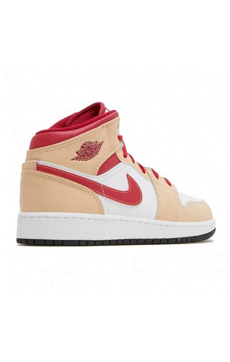 Air Jordan 1 Mid Light Curry Cardinal Red