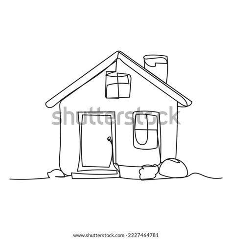 Continuous Line House Vector Drawing Stock Vector (Royalty Free ...