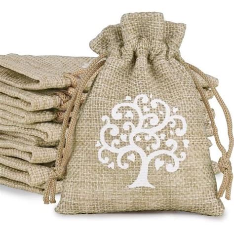 Pcs Sachet Drag E Jute Pochette Arbre De Vie X Cm Toile Chanvre Sac