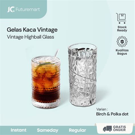 Jual Gelas Kaca Kopi Teh Minuman Dingin Cafe Cocktail Vintage Highball