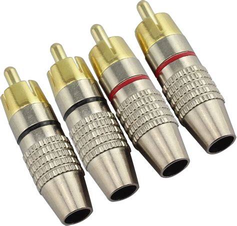 4 Plugues RCA Plugues De Alto Falante Plugue RCA Banhado A Ouro