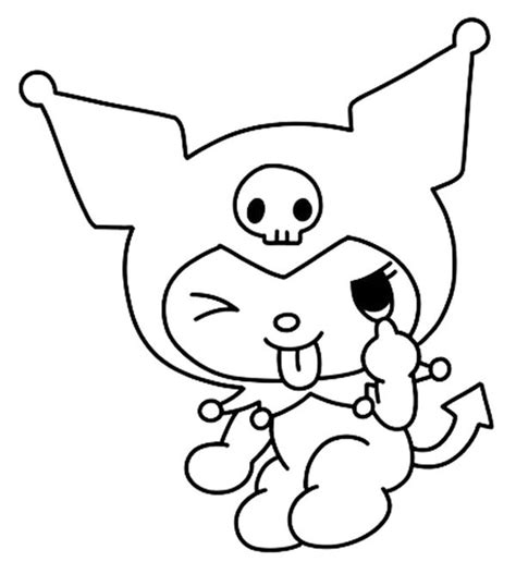 Kuromi Sticking Tongue Out Coloring Page Stitch Coloring Pages Cat