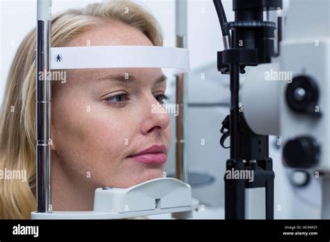 Eye examination on slit lamp Stock Photo - Alamy