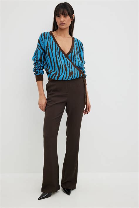 Jacquard Knitted Wrap Sweater Multicolor Na Kd