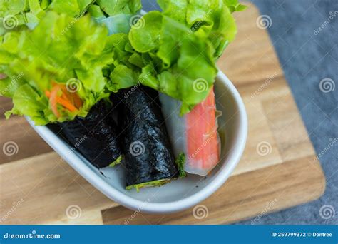 Seaweed Salad Roll with Crab Stick Stock Photo - Image of homemade, carrot: 259799372