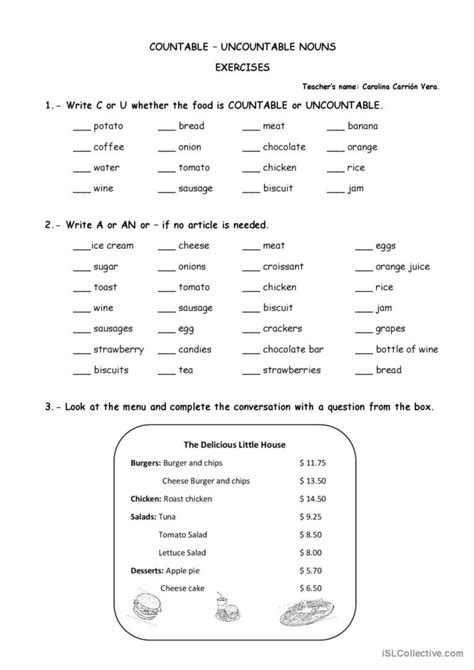 Countable Uncountable Fran Ais Fle Fiches Pedagogiques Pdf Doc