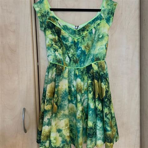 Vintage Style Green Summer Mini Dress With Floral Depop