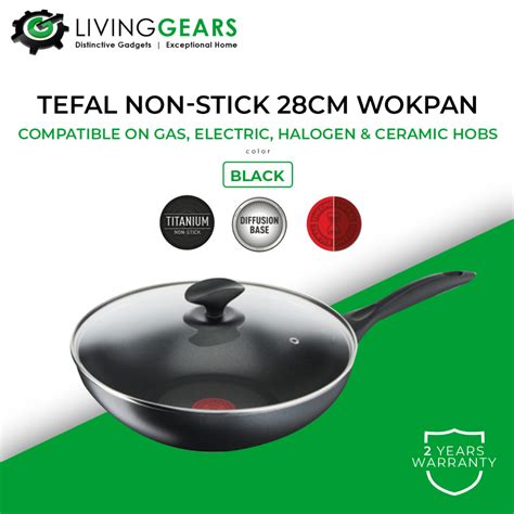 Tefal Titanium Non Stick Wokpan 28cm Glass Lid Compatible Wt Gas