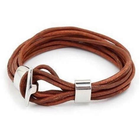 Pulseira Masculina Couro Grego Marrom E Aço Inoxidável M Pulseiras de