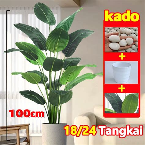 Jual 1 PAKET TANAMAN HIAS PLASTIK POHON PISANG ARTIFICIAL DAN POT 85 CM