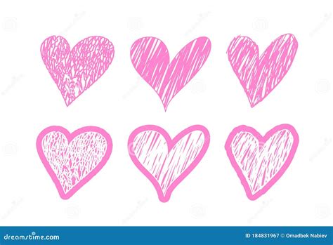 Hand Drawn Pink Hearts Stock Vector Illustration Of Romantic 184831967