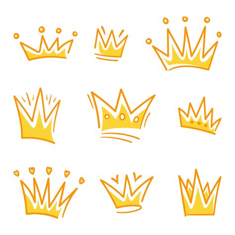 Set of doodle Crown sketch, hand drawn style 15285713 Vector Art at ...