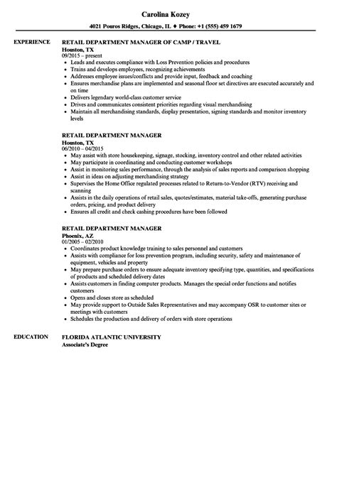 Example Of Retail Manager Resume