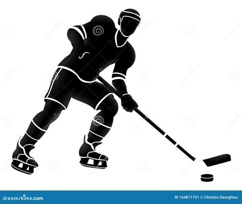 Ice Hockey Sports Player Silhouette Stock Vector Illustration Of