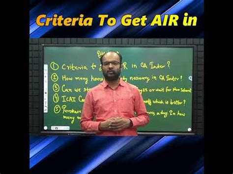 Criteria To Get Air In Ca Inter How To Get All India Rank In Ca Inter