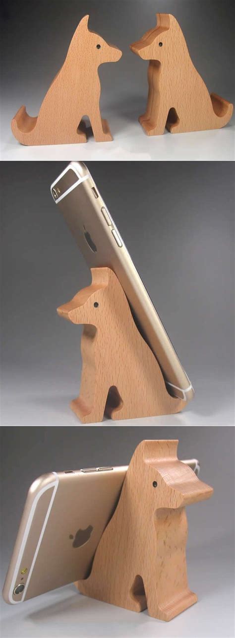 Wooden Dog Shaped Mobile Phone Ipad Holder Stand Maybe Make It A