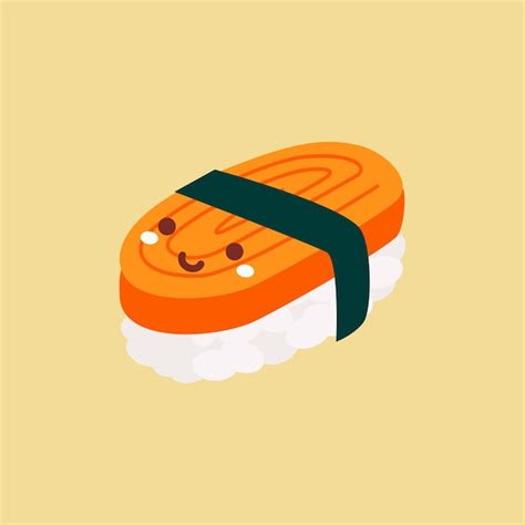 Premium Vector Vector Cute Sushi Salmon Cartoon Vector Icon