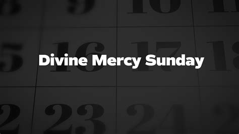 Divine Mercy Sunday - List of National Days