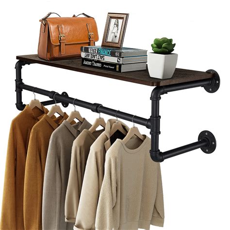 Greenstell Clothes Rack With Top Shelf In Industrial Pipe Wall