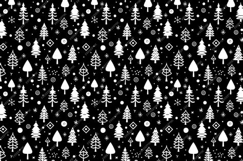 Premium Vector Christmas Trees Black And White Pattern