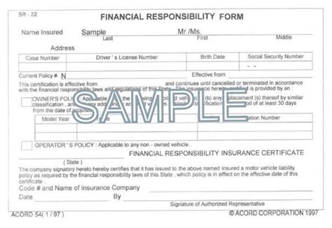 Printable Sr 22 Form - Printable Forms Free Online