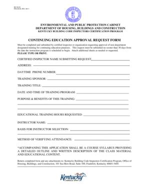 Fillable Online Dhbc Ky Continuing Education Approval Request Form