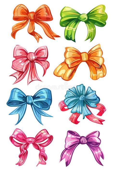 Collection Of Colorful Cartoon Bow Knots And Gift Ribbons Illustration