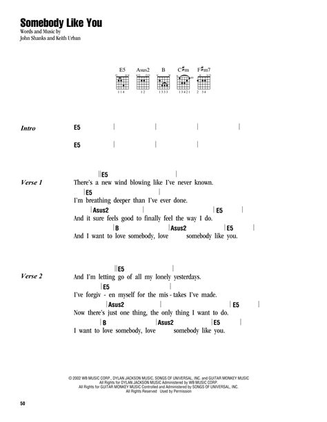 Somebody Like You by Keith Urban - Guitar Chords/Lyrics - Guitar Instructor