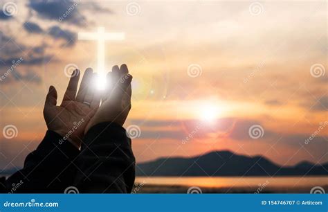 Christian Praying With Hands Stock Image 69559291
