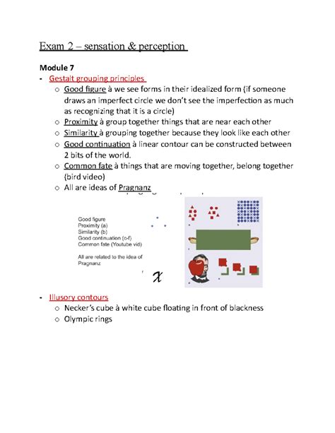 Exam Study Guide Exam Sensation Perception Module Gestalt