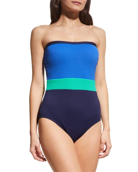 Gottex Onyx Bandeau Metallic One Piece Swimsuit Neiman Marcus