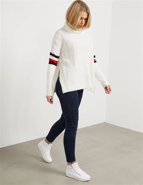 Tommy Hilfiger Womens Aida Cable Knitted Jumper White Lyst