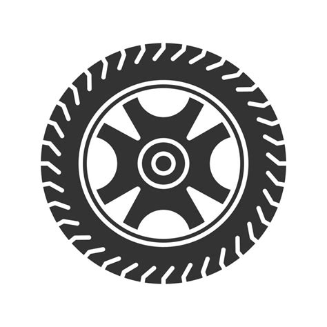 Car Rim And Tire Glyph Icon Automobile Wheel Silhouette Symbol