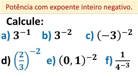 Potencia O Lista Pot Ncia Expoente Negativo Defini O E