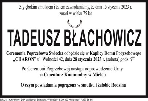 Śp Tadeusz Błachowicz Dom Pogrzebowy Charon Waldemar Buziak