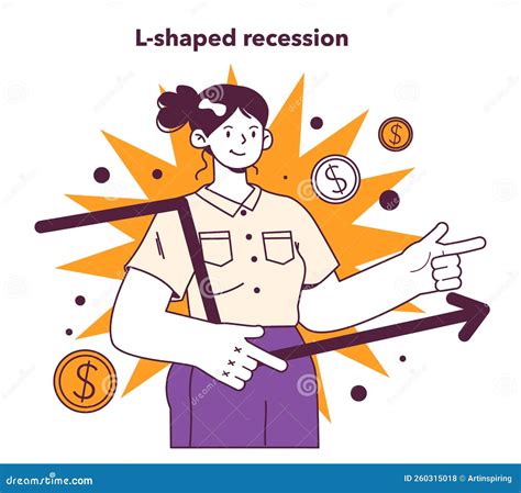 K Shaped Recession Type Economic Slow Down Or Stagnation Cause Vector Illustration