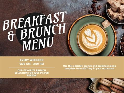 Editable Breakfast And Brunch Menu Templates