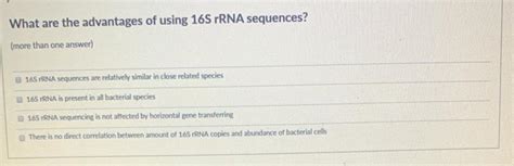 Solved Why is the 16S rRNA a good target for sequencing?What | Chegg.com 