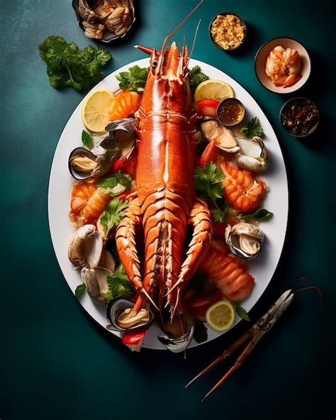 Premium AI Image A Seafood Platter With A Lobster On It