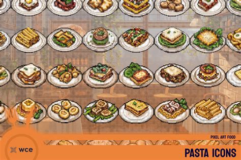 Pasta Icons Pixel Art Food D Cooking Cuisine And Restaurant