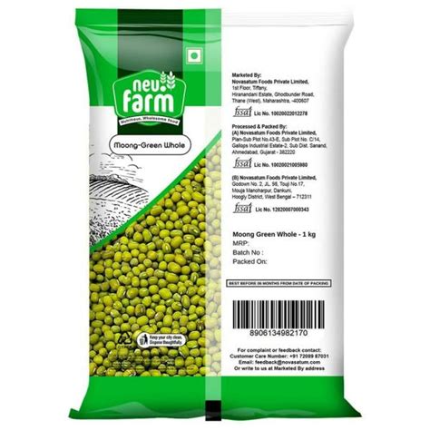 Neu Farm Green Whole Moong 1 Kg JioMart