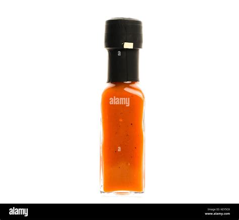 Hot Chili Sauce Glass Bottle On White Background Different Color Home Made Hot Sauce In Glass