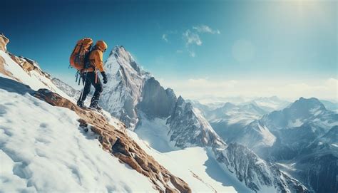 Premium Ai Image Mountaineering Professional Adventure Photoshoot