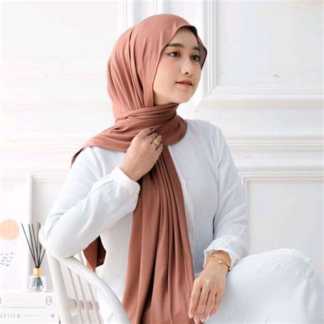 Jual Cod Pashmina Kaos Jersey Premium Warna Pasmina Kaos Flowy