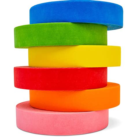 Colored Masking Tape 6 Extra Long Rolls Of Bright Colored