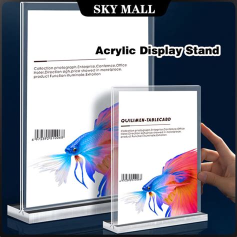 A4 Acrylic Display Stand Double Sided Menu Desktop T Type Billboard Acrylic Menu Holder Lazada Ph