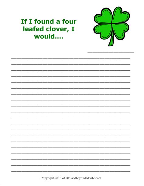 Free St Patricks Day Writing Prompts Super Cute