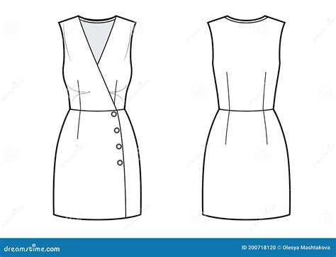 Vector Illustration Of Mini Elegant Dress Front And Back Women`s