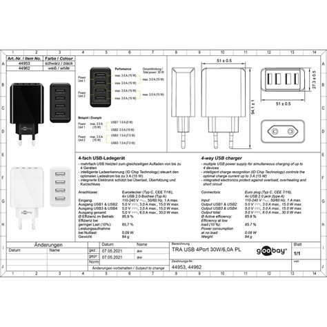 4 fach USB Ladegerät 2 x 3A 30W schwarz kabika de